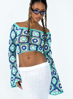 Front view of model wearing  front Princess Polly  Tianee Long Sleeve Top Multi