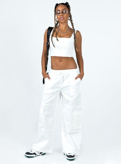 Matching set Crop top  Zip fastening at back  Cargo pants  Elasticated drawstring waist  Four pockets  Wide leg 