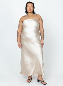 product Princess Polly Asymmetric Neckline  Haley Maxi Dress Champagne Curve