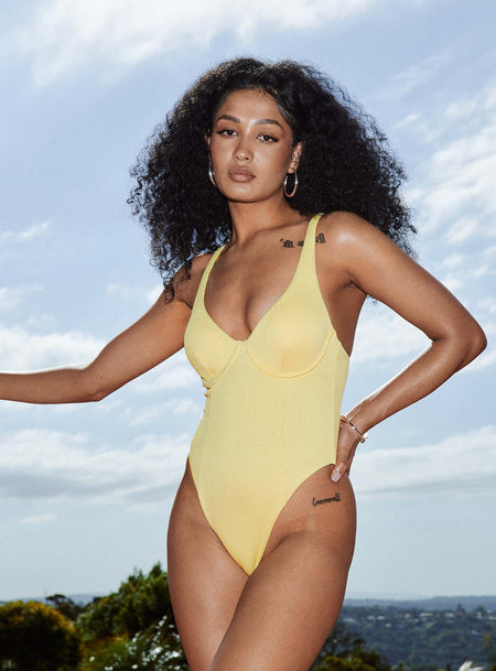 January Underwire Ribbed One Piece Yellow