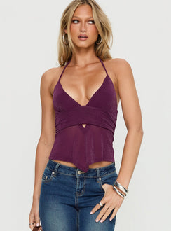 Averee Halter Top Plum Sparkle