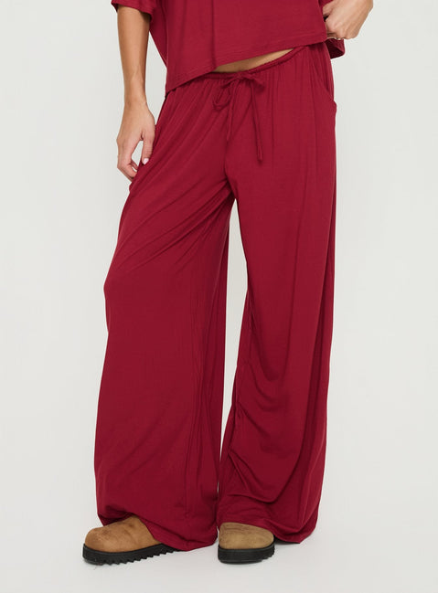 Cozy Hour Sleep Relaxed Pants Red