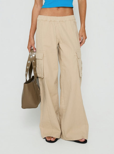 Scarletta Ultra Wide Cargo Pants Natural