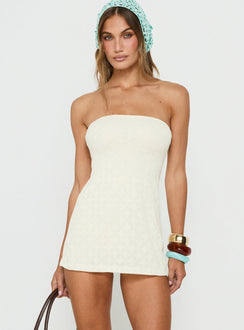 Astellea Knit Strapless Playsuit Cream