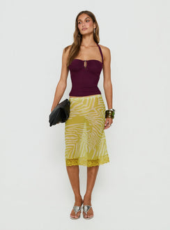 Babydoll Sheer Midi Skirt Chartreuse