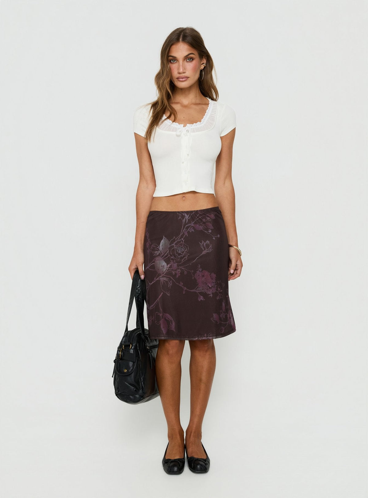 Laena Midi Skirt Purple Floral