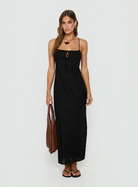 Selorra Tie Detail Maxi Dress Black