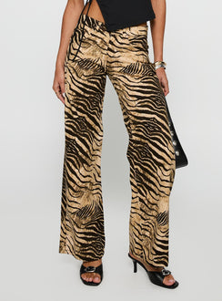 front view of model wearing Princess Polly Low Rise Roomy Pants Multi Low Rise Pants 