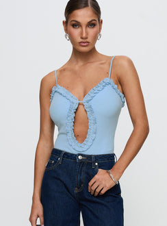 Rhyde Plunging Frill Bodysuit Blue