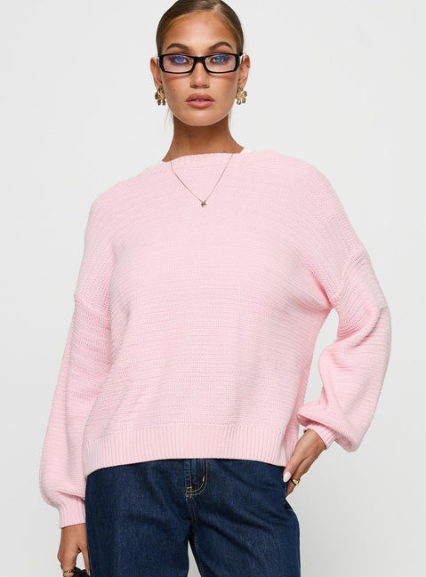 Melzo Crew Neck Knit Sweater Pink