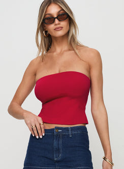 product Princess Polly Aurorah Strapless Top Red Sleeveless straight 