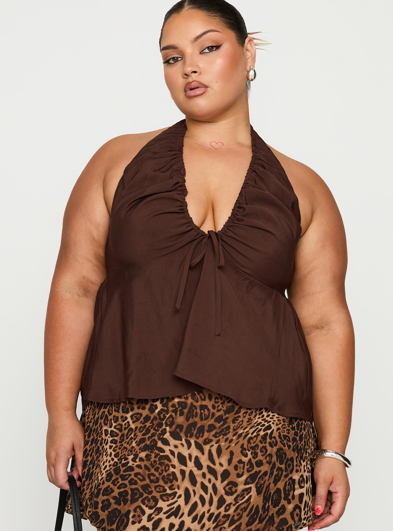 Gadot Halter Top Brown Curve