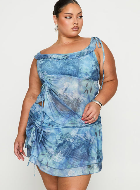 Rosee Frill Mini Skort Blue Multi Curve