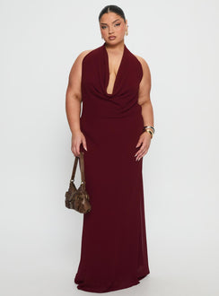 Vortexa Halter Maxi Dress Currant Curve