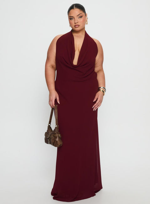 Vortexa Halter Maxi Dress Currant Curve