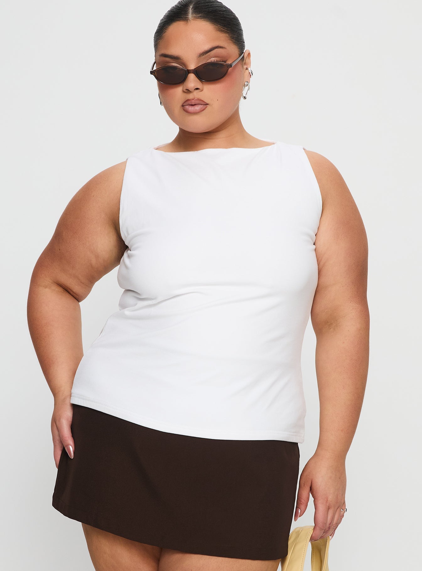 Lose Your Number High Neck Top White Curve