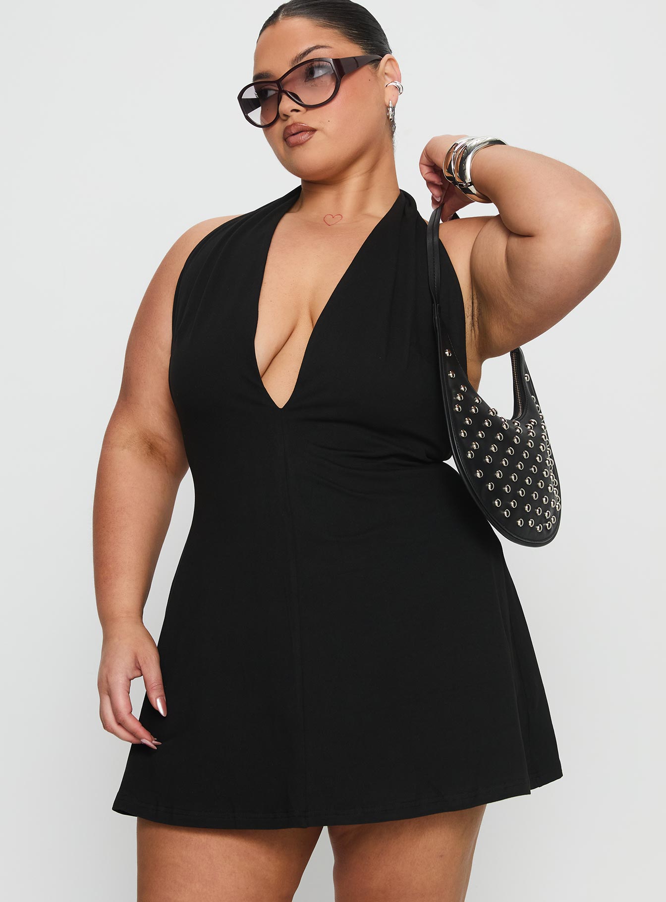 Hollywood Hills Plunge Neck Playsuit Black Curve
