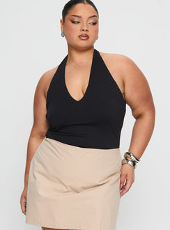 Someone New Halter Bodysuit Black Curve