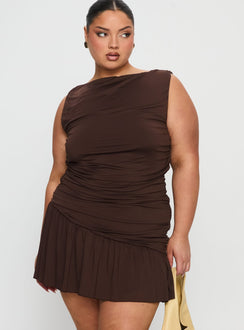 Mind Reader Ruched Mini Dress Brown Curve