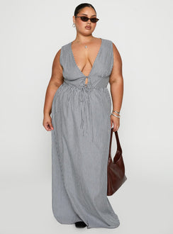 Pokey Maxi Dress Black / White Stripe Curve