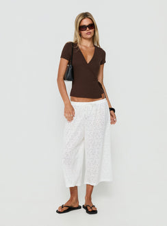 Lerissa Wrap Top Brown