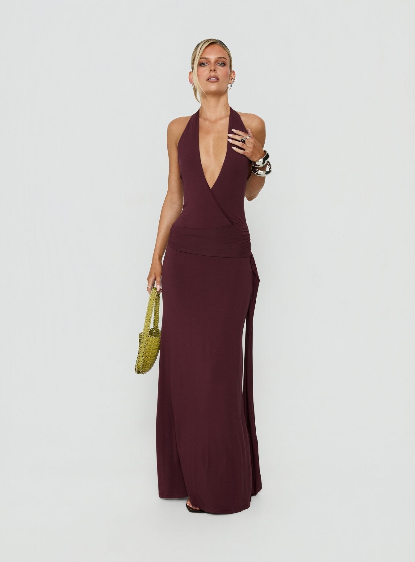 So Major Draped A-Line Maxi Dress Plum