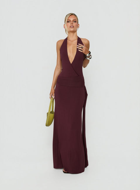 So Major Draped A-Line Maxi Dress Plum