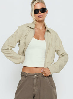 Arwyn Fitted Bomber Jacket Taupe