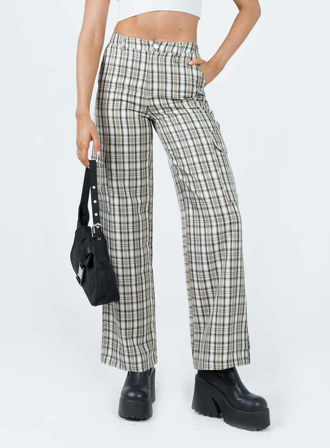 product Princess Polly High Waisted Pants  Mckay Check Cargo Pants Multi