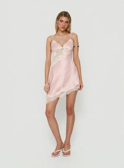 Raines Asymmetrical Lace Mini Dress Pink