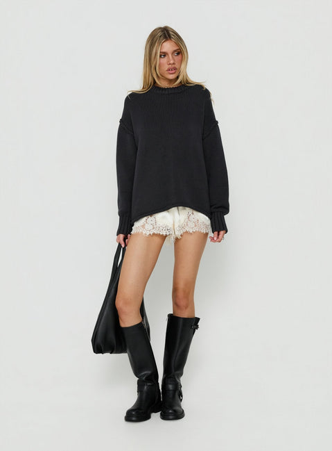 Wilda Crew Neck Knit Sweater Navy