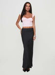Satin maxi skirt Low rise, invisible zip fastening at side Non-stretch material, unlined 