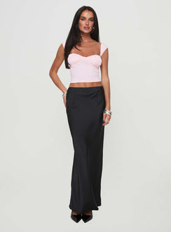  front view of model wearing Princess Polly Joder Maxi Skirt Black Maxi 