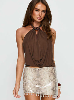 Lanelle Ring Detail Top Chocolate