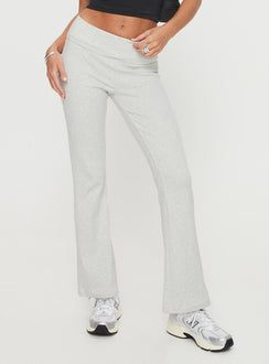front view of model wearing Princess Polly Norment Rib Pants Grey Tall 