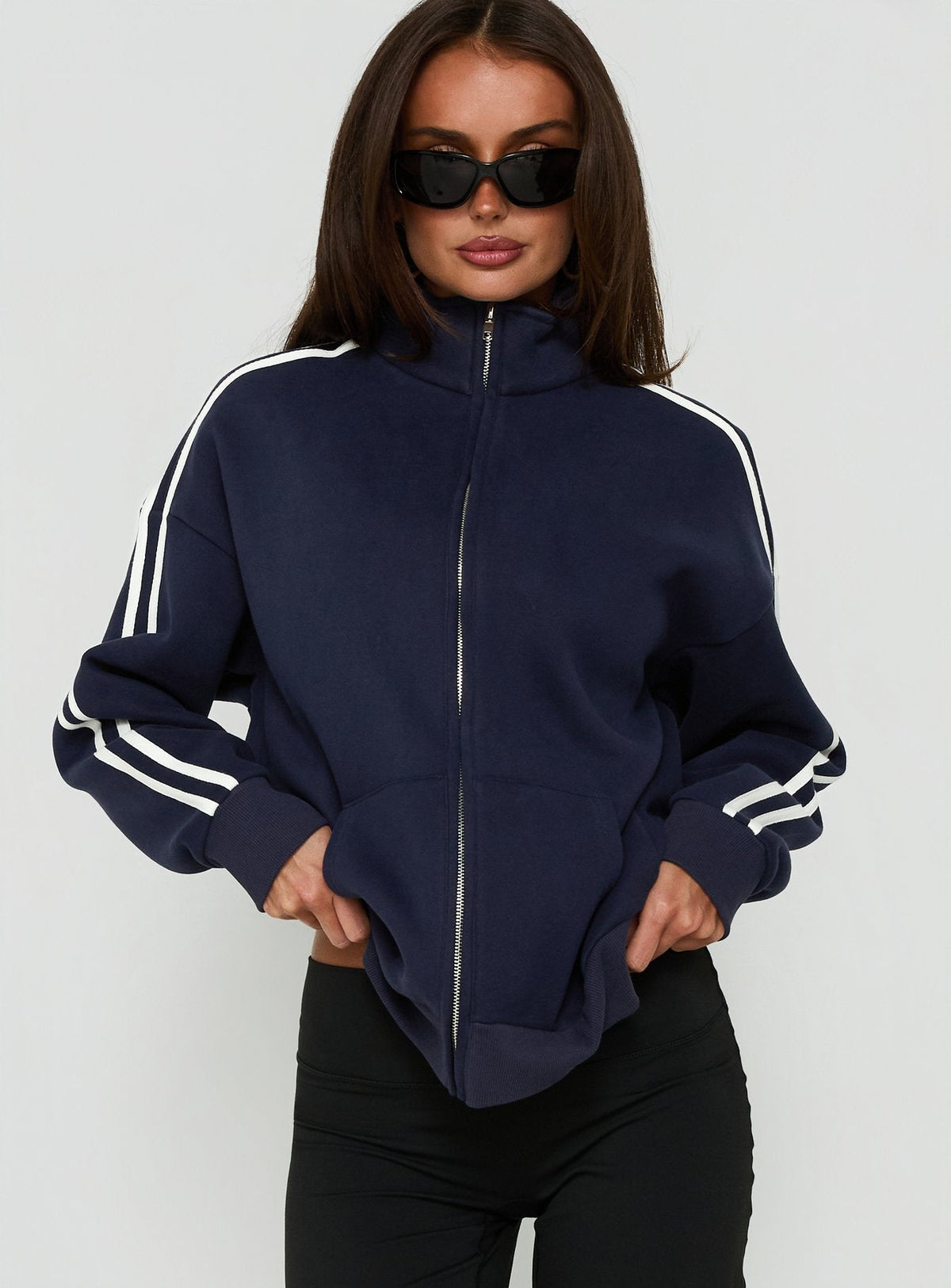 Keeran Funnel Neck Fleece Jumper Navy / White