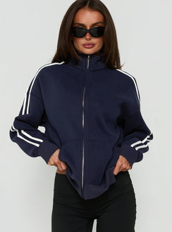 Keeran Funnel Neck Fleece Jumper Navy / White