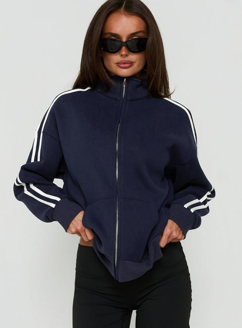 Keeran Funnel Neck Fleece Jumper Navy / White