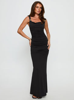 Yakira Halter Cut Out Maxi Dress Black