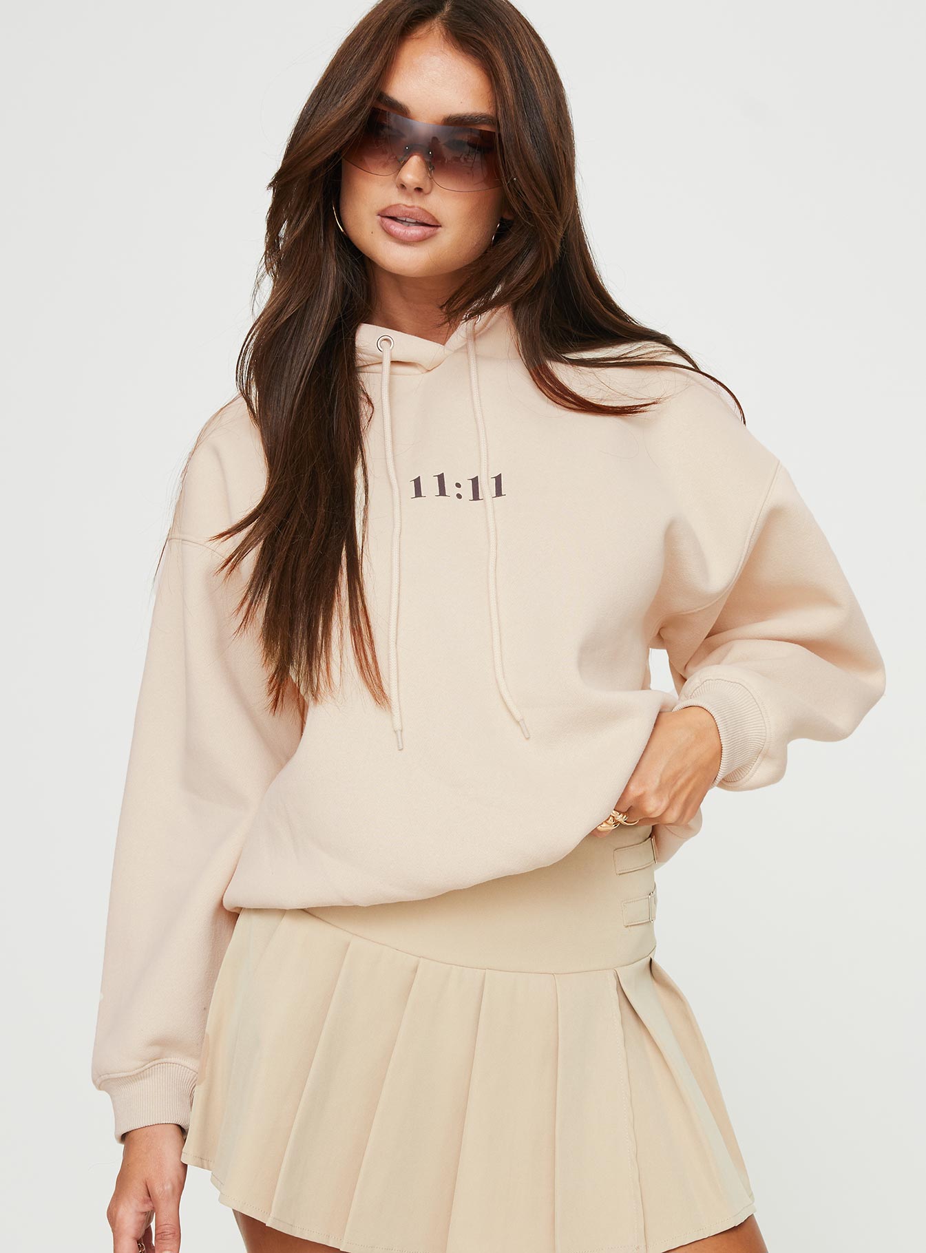 Angel Numbers Hooded Sweatshirt Bubble Text Stone / Slate Princess Polly  Cropped 