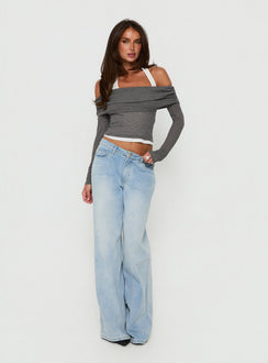 Ophellia Off Shoulder Layered Top Grey / White
