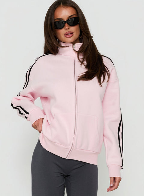 Keeran Funnel Neck Fleece Jumper Pink / Black