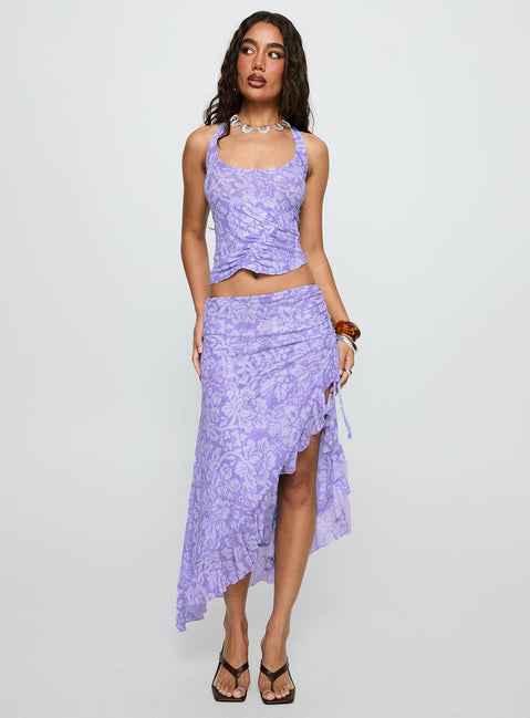 Rains And Pours Mesh Set Purple Floral