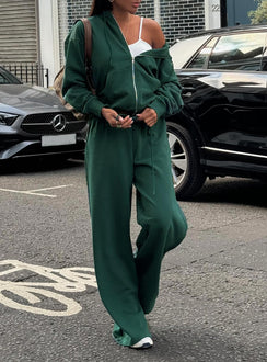 front view of model wearing Princess Polly All Day Straight Leg Sweatpants Green 