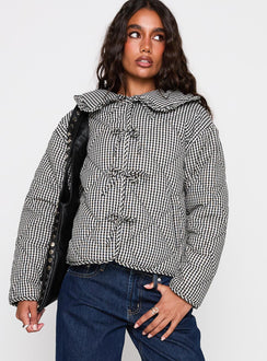 Best Asset Quilted Jacket Black / White Check