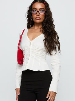 Indulgence Long Sleeve Corset Top White