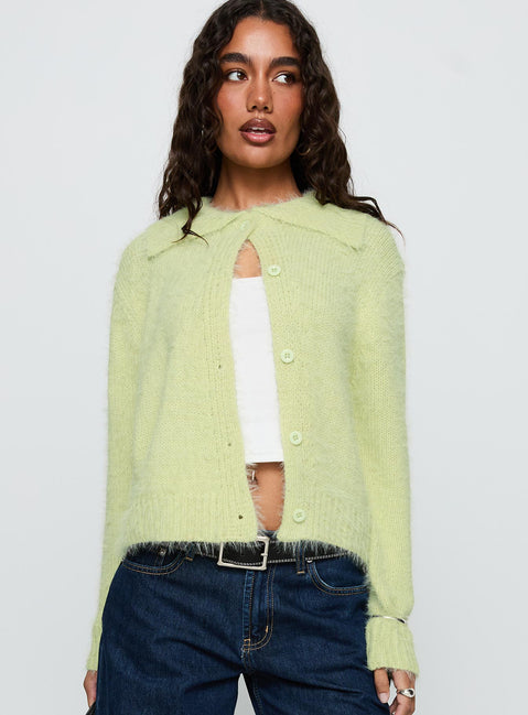 Nayara Collared Asymmetric Knit Sweater Green