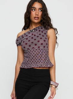 Tarya Top Stripe Polka Plum