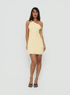 Ariann One Shoulder Low Back Mini Dress Yellow