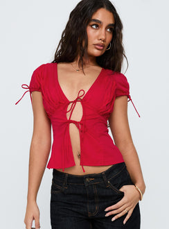 Incomparable Pleated Bust Top Red